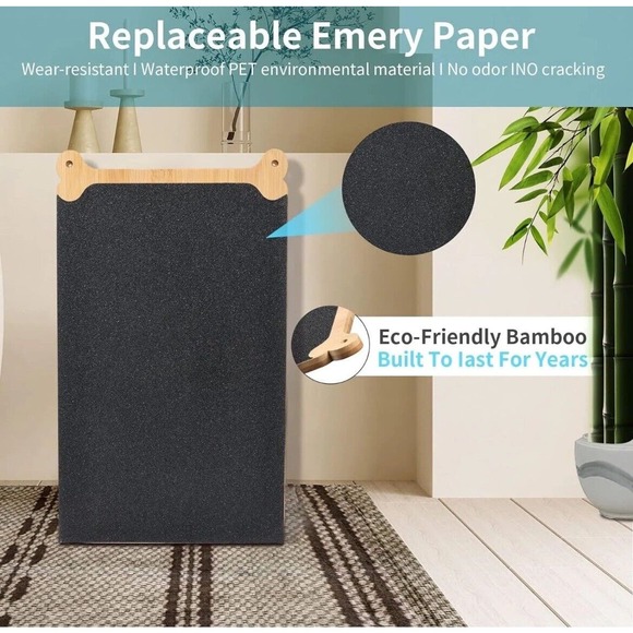 Bamboo Dog Scratch Pad for Dogs, Scratching Pad, Double Sided Sandpaper, New - Picture 7 of 9